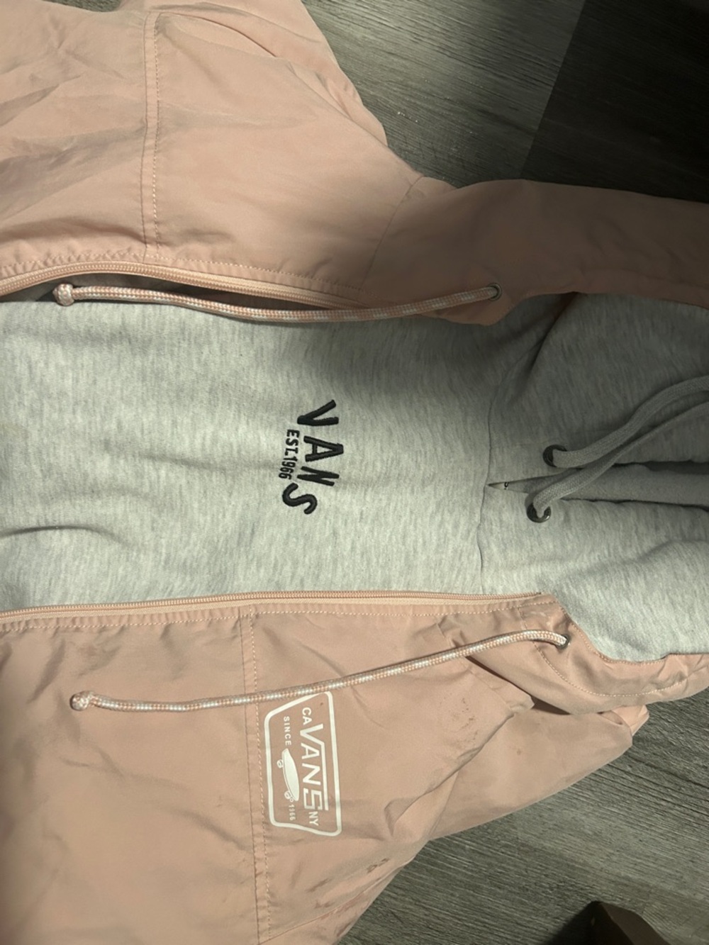 Vans Pink Hooded Bomber Jacket with Grey Hoodie Lining